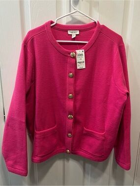 On 34th Milano Pink Button-Front Cardigan Jacket - 2x - NWT. Retail 79.50